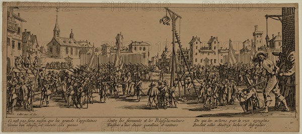 Unknown (French), after Jacques Callot, French, 1592-1635, L'Estrapade, between late 18th and 19th century, etching printed in black ink on wove paper, Sheet (trimmed within plate mark): 3 3/8 × 7 3/4 inches (8.6 × 19.7 cm)