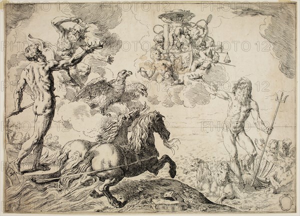 Simone Cantarini, Italian, 1612-1648, Le Quos Ego, between 1612 and 1648, etching printed in black ink on laid paper, Image: 12 1/4 × 17 inches (31.1 × 43.2 cm)