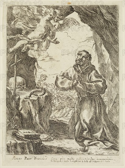 Domenico Maria Canuti, Italian, 1620-1684, after Guido Reni, Italian, 1575-1642, Saint Francis of Assisi, between 1620 and 1684, etching printed in black ink on laid paper, Plate: 9 1/2 × 6 7/8 inches (24.1 × 17.5 cm)
