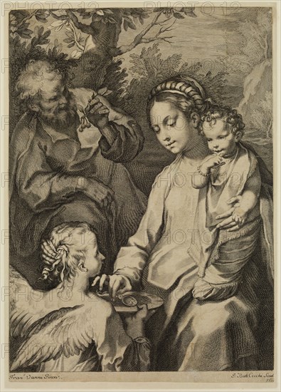 Giovanni Battista Cecchi, Italian, 1748-1807, after Francesco Vanni, Italian, 1563-1610, Holy Family, between 1775 and 1800, engraving printed in black ink on laid paper, Sheet (trimmed within plate mark): 10 1/2 × 7 3/8 inches (26.7 × 18.7 cm)