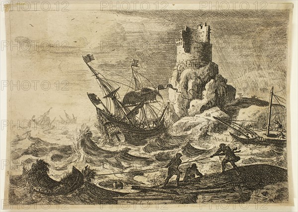 Claude Gellée, French, 1600-1682, The Wreck, between 1635 and 1636, etching ? printed in black ink on wove paper, Image: 4 7/8 × 7 inches (12.4 × 17.8 cm)