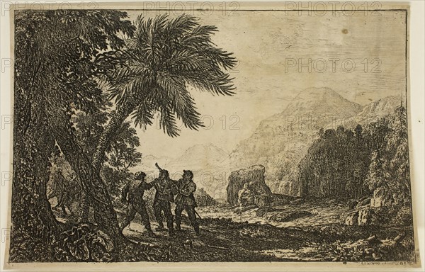 Claude Gellée, French, 1600-1682, The Highwaymen, 1633, etching printed in black ink on laid paper, Image: 4 7/8 × 7 5/8 inches (12.4 × 19.4 cm)