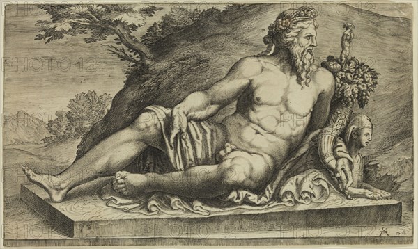 Cherubino Alberti, Italian, 1553-1615, The River Nile, 1576, etching printed in black ink on laid paper, Sheet (trimmed within plate mark): 6 5/8 × 11 1/8 inches (16.8 × 28.3 cm)