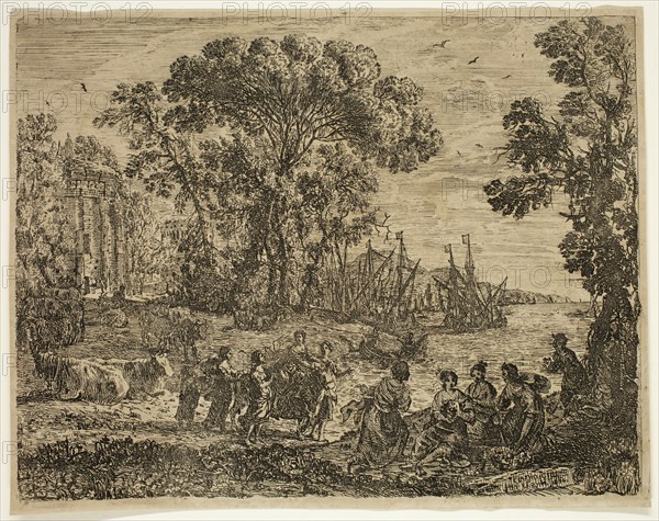 Claude Gellée, French, 1600-1682, The Rape of Europa, 1634, etching printed in black ink on laid paper, Image: 7 5/8 × 10 inches (19.4 × 25.4 cm)