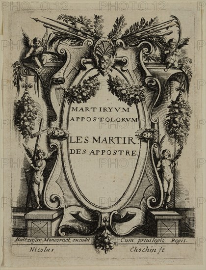 Nicolas Cochin, French, 1610-1686, Martiryvm Appostolorvm | Les Martir Des Appostre, between 1610 and 1686, etching printed in black ink on laid paper, Plate: 3 7/8 × 3 inches (9.8 × 7.6 cm)