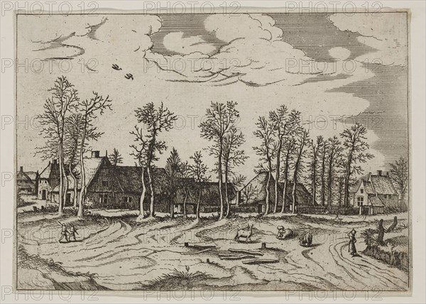 Jan Duetecum, Dutch, Landscape No. 2, ca. 1559, etching and engraving printed in black ink on laid paper, Sheet (trimmed within plate mark): 5 5/8 × 8 inches (14.3 × 20.3 cm)
