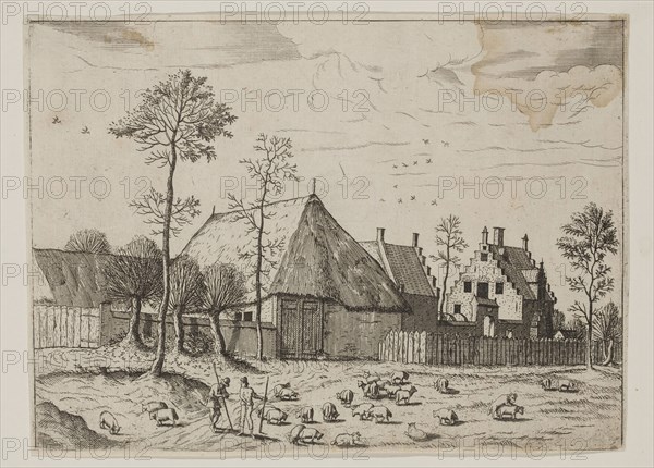 Jan Duetecum, Dutch, Landscape No. 9, ca. 1559, etching and engraving printed in black ink on laid paper, Sheet: 5 3/4 × 7 7/8 inches (14.6 × 20 cm)