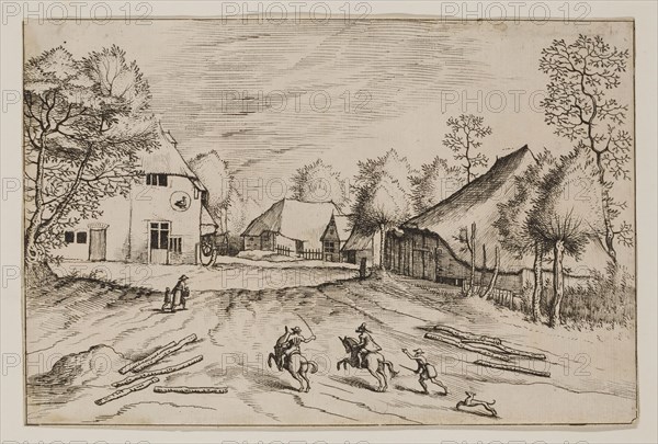 Jan Duetecum, Dutch, Landscape No. 27, ca. 1561, etching and engraving printed in black ink on laid paper, Sheet: 5 1/4 × 8 inches (13.3 × 20.3 cm)