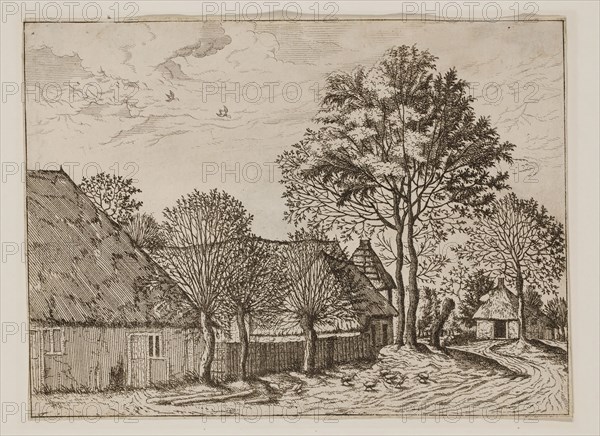 Jan Duetecum, Dutch, Landscape No. 4, ca. 1559, etching and engraving printed in black ink on laid paper, Sheet (trimmed within plate mark): 5 1/2 × 7 1/2 inches (14 × 19.1 cm)