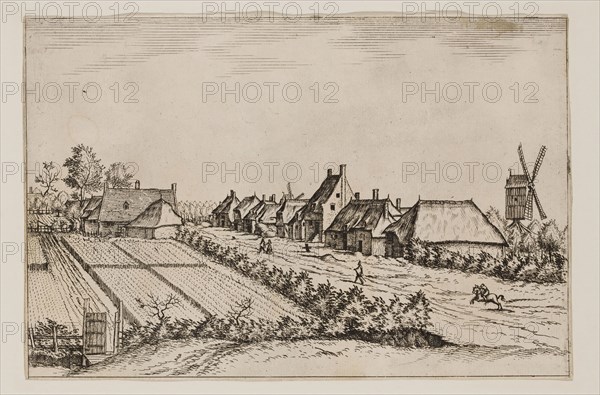 Jan Duetecum, Dutch, Landscape No. 15, ca. 1561, etching and engraving printed in black ink on laid paper, Sheet (trimmed within plate mark): 5 3/8 × 8 inches (13.7 × 20.3 cm)