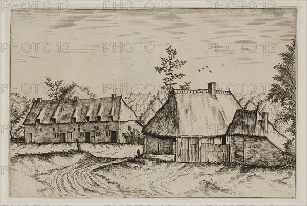 Jan Duetecum, Dutch, Landscape No. 18, ca. 1561, etching and engraving printed in black ink on laid paper, Sheet (trimmed within plate mark): 5 1/4 × 8 inches (13.3 × 20.3 cm)