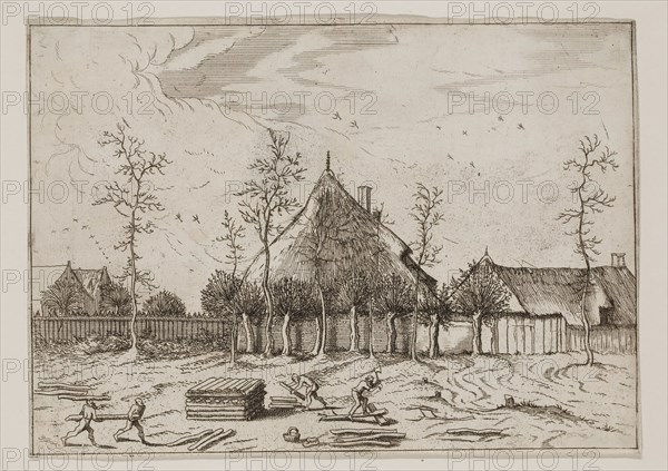 Jan Duetecum, Dutch, Landscape No. 3, ca. 1559, etching and engraving printed in black ink on laid paper, Sheet (trimmed within plate mark): 5 5/8 × 7 7/8 inches (14.3 × 20 cm)