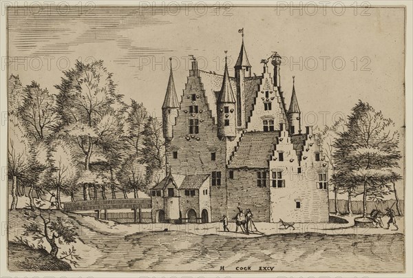 Jan Duetecum, Dutch, Landscape No. 5, ca. 1561, etching and engraving printed in black ink on laid paper, Sheet (trimmed within plate mark): 5 3/8 × 8 inches (13.7 × 20.3 cm)