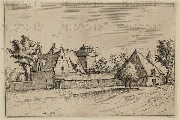 Jan Duetecum, Dutch, Landscape No. 10, ca. 1561, etching and engraving printed in black ink on laid paper, Sheet (trimmed within plate mark): 5 1/2 × 8 1/8 inches (14 × 20.6 cm)