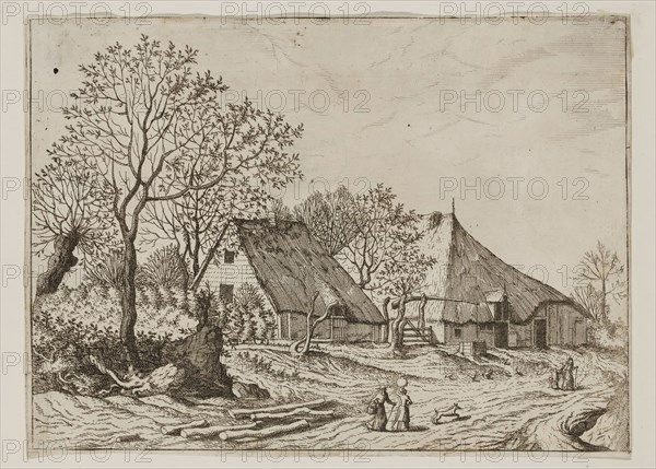 Jan Duetecum, Dutch, Landscape No. 14, ca. 1559, etching and engraving printed in black ink on laid paper, Sheet (trimmed within plate mark): 5 1/2 × 7 5/8 inches (14 × 19.4 cm)