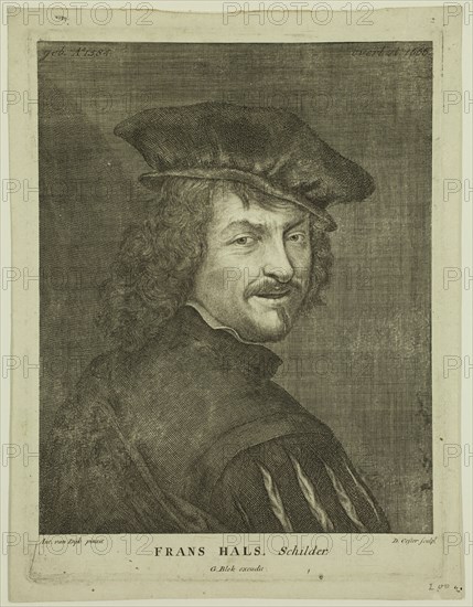 David Coster, Flemish, after Anton van Dyck, Flemish, 1599-1641, Franz Hals, 18th century, engraving printed in black ink on laid paper, Plate: 8 3/8 × 6 3/8 inches (21.3 × 16.2 cm)