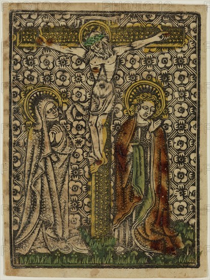 Virgin and Saint John at the Foot of the Cross, 15th Century, Metal cut printed in black on laid paper, image: 4 x 3 in.