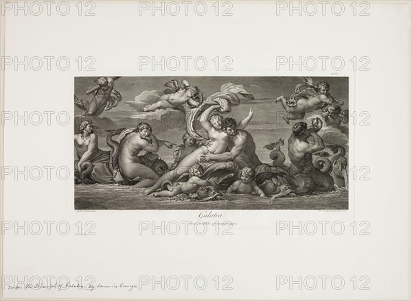 Domenico Cunego, Italian, 1727-1794, after Agostino Carracci, Italian, 1557-1602, Triumph of Galatea, 1772, Etching and engraving printed in black on wove paper, plate: 10 1/4 x 18 1/2 in.