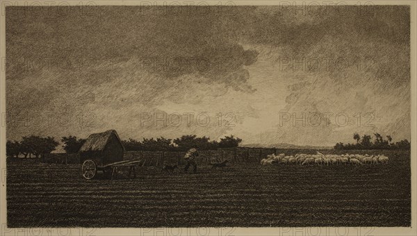Unknown (French), after Charles François Daubigny, French, 1817-1878, Le petit parc a moutons, ca. 1847, heliogravure printed in black ink on laid paper, Plate: 5 5/8 × 9 1/4 inches (14.3 × 23.5 cm)