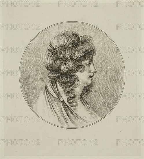 Dominique Vivant Denon, French, 1747-1826, Lady Hamilton, between 1747 and 1826, etching printed in black ink on chine collé, Image (diameter): 4 3/8 inches (11.1 cm)