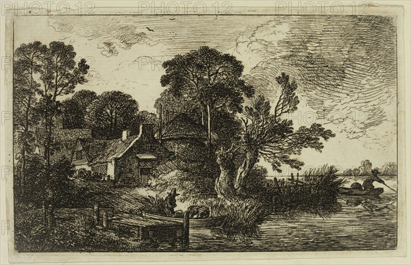 Christian Wilhelm Ernst Dietrich, German, 1712-1774, Village, 1744, etching printed in black ink on laid paper, Plate: 3 1/2 × 5 3/4 inches (8.9 × 14.6 cm)