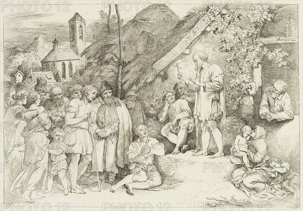 Christian Wilhelm Ernst Dietrich, German, 1712-1774, Preaching of St. James, 1740, etching printed in black ink on wove paper, Plate: 7 1/4 × 10 1/2 inches (18.4 × 26.7 cm)