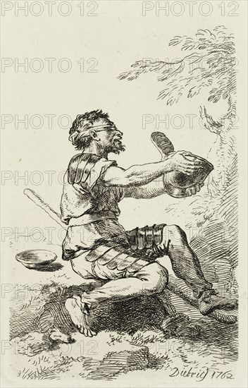 Christian Wilhelm Ernst Dietrich, German, 1712-1774, Blind Man, 1762, Engraving printed in black ink on wove paper, Plate: 5 × 3 1/4 inches (12.7 × 8.3 cm)