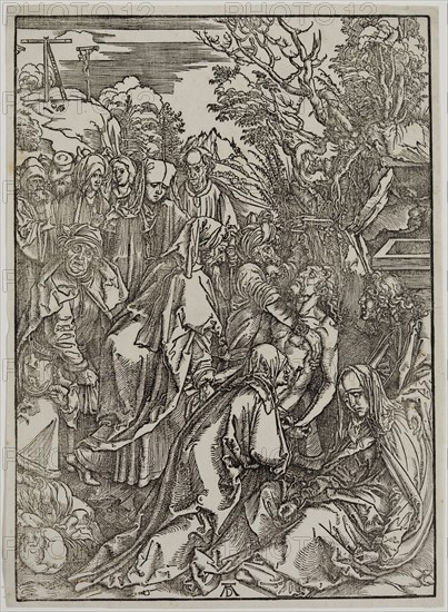 Albrecht Dürer, German, 1471-1528, The Deposition, ca. 1497, woodcut printed in black ink on wove paper, Image: 15 1/8 × 10 7/8 inches (38.4 × 27.6 cm)