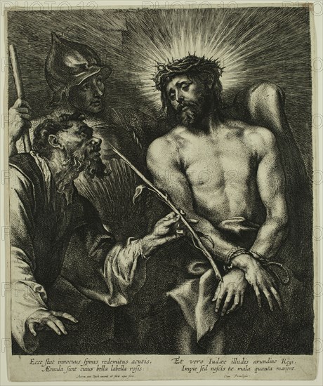 Anton van Dyck, Flemish, 1599-1641, Christ Crowned with Thorns, mid-17th century, etching and engraving printed in black ink on laid paper, Plate: 10 1/8 × 8 3/8 inches (25.7 × 21.3 cm)