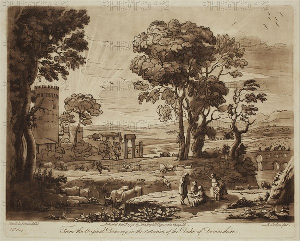 Richard Earlom, English, 1743 - 1822, after Claude Gellée, French, 1600-1682, Rural Concert, ca. 1775, Etching and mezzotint printed in brown on laid paper, plate: 8 1/8 x 10 1/8 in.