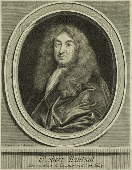 Gerard Edelinck, Flemish, 1640-1707, after Robert Nanteuil, French, 1623-1678, Robert Nanteuil, between late 17th and early 18th century, engraving printed in black ink on laid paper, Plate: 9 5/8 × 7 1/2 inches (24.4 × 19.1 cm)