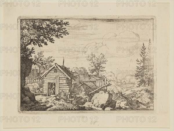 Allart van Everdingen, Dutch, 1621-1675, Two Men at the Door, between 1621 and 1675, etching printed in black ink on laid paper, Plate: 4 × 5 5/8 inches (10.2 × 14.3 cm)