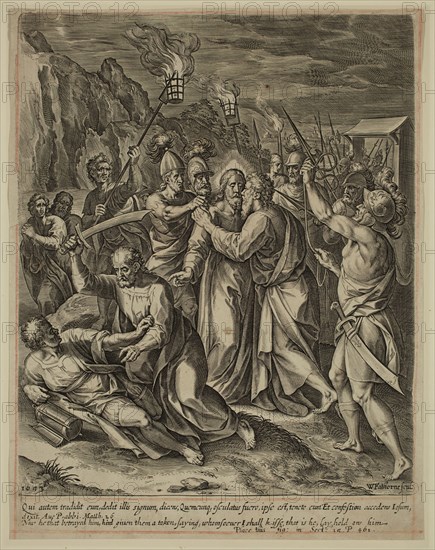 William Faithorne, English, 1616-1691, Betrayal of Christ, 1653, engraving printed in black ink on laid paper, Plate: 10 3/8 × 8 inches (26.4 × 20.3 cm)