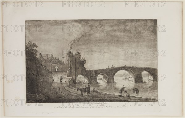 William Baillie, English, 1723-1810, Landscape with a Stone Bridge, 1764, etching printed in black ink on wove paper, Plate: 11 5/8 × 17 inches (29.5 × 43.2 cm)