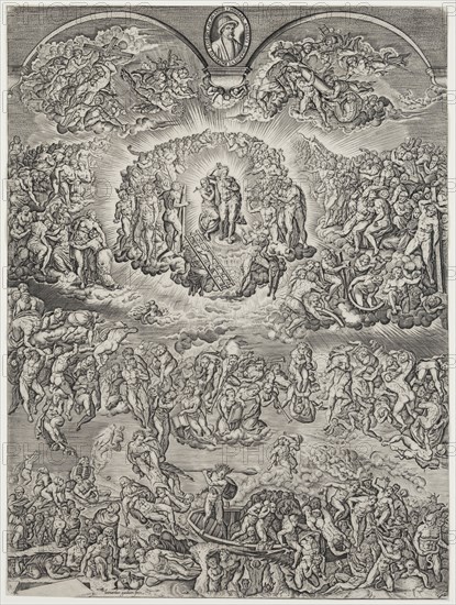 Leonard Gaultier, French, 1561-1641, after Michelangelo, Italian, 1475-1564, The Last Judgement, between 1561 and 1641, engraving printed in black ink on laid paper, Sheet (trimmed within plate mark): 12 1/4 × 9 1/8 inches (31.1 × 23.2 cm)