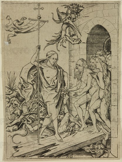 Master A. G., German, Descent into Limbo, 15th century, engraving printed in black ink on laid paper, Image: 5 3/4 × 4 1/8 inches (14.6 × 10.5 cm)