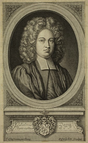 Simon Gribelin, French, 1661-1733, after Johann Closterman, German, 1660-1711, Sir William Dawes, Archbishop of York, between 1661 and 1733, etching printed in black ink on laid paper mounted on wove paper, Sheet (trimmed within plate mark): 6 × 3 5/8 inches (15.2 × 9.2 cm)