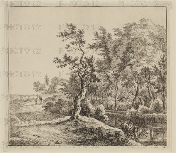Jan Hackaert, Dutch, 1628 - after 1685, Curved Road, 17th century, etching printed in black ink on laid paper, Plate: 7 3/4 × 8 3/4 inches (19.7 × 22.2 cm)
