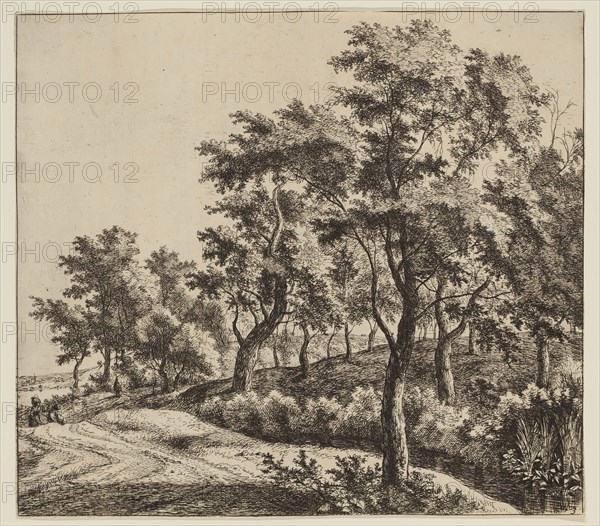 Jan Hackaert, Dutch, 1628 - after 1685, The Small River, ca. 1653, etching printed in black ink on laid paper, Sheet (trimmed within plate mark): 7 3/4 × 8 5/8 inches (19.7 × 21.9 cm)