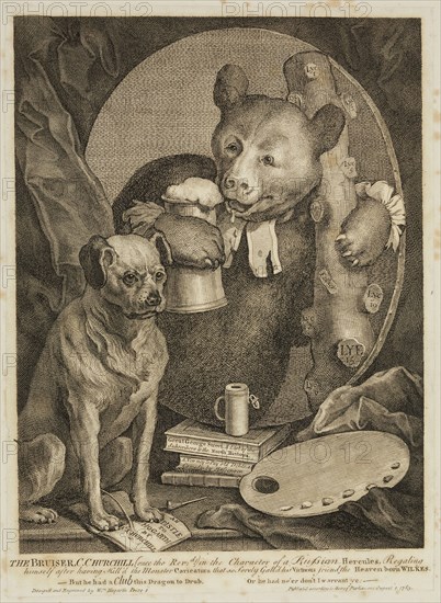 William Hogarth, English, 1697-1764, The Bruiser, 1763, engraving printed in black ink on chine collé, Image: 13 3/8 × 10 1/8 inches (34 × 25.7 cm)