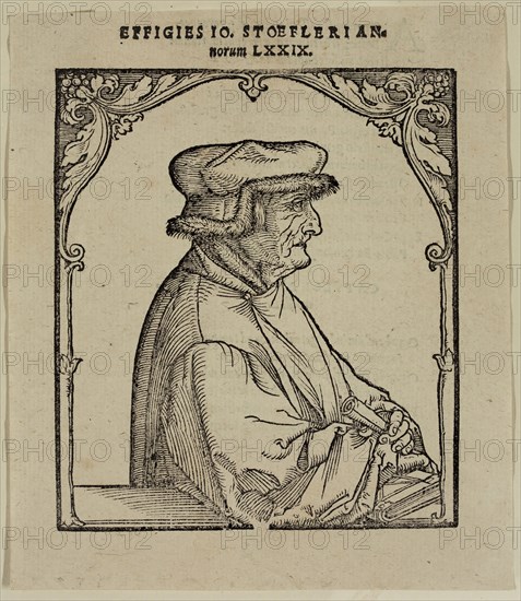 Hans Holbein the Younger, German, 1497-1543, The Mathematician, Jan Stoefler of Tubingen, between 1500 and 1543, woodcut printed in black ink on laid paper, Image: 4 1/2 × 3 7/8 inches (11.4 × 9.8 cm)