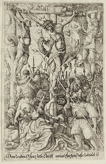 Daniel Hopfer, German, 1470-1536, Crucifixion, between 1500 and 1536, etching printed in black ink on laid paper, Plate: 13 1/2 × 8 1/2 inches (34.3 × 21.6 cm)