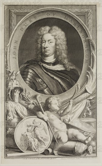 Jacob Houbraken, Dutch, 1698-1780, after Godfrey Kneller, English, 1646-1723, John, Duke of Marlborough, 1745, engraving and etching printed in black ink on laid paper, Plate: 14 × 8 1/2 inches (35.6 × 21.6 cm)