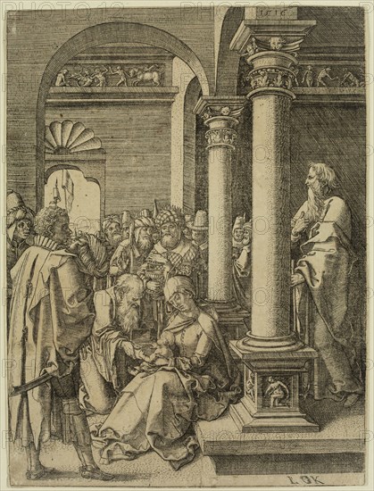 Ludwig Krug, German, 1490-1532, Adoration of the Kings, 1516, engraving printed in black ink on laid paper, Sheet (trimmed within plate mark): 6 1/2 × 4 7/8 inches (16.5 × 12.4 cm)