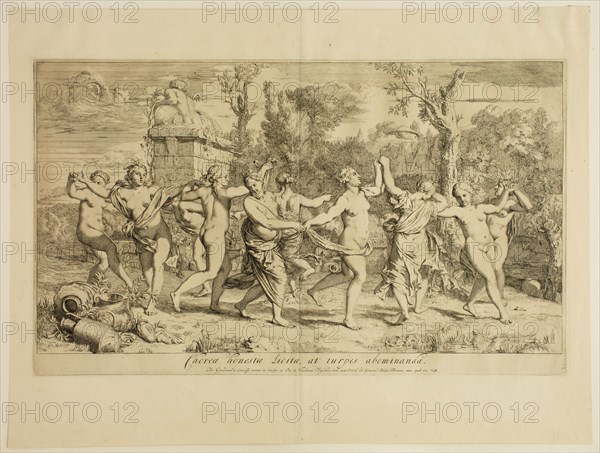 Gerard de Lairesse, Flemish, 1641-1711, Chaste Dances Are Allowable but Shameful Are to be Detested, late 17th/early 18th Century, Etching and engraving printed in black on laid paper, plate: 13 5/8 x 23 in.