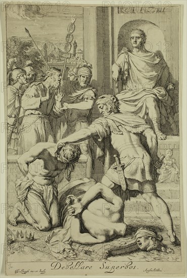 Gerard de Lairesse, Flemish, 1641-1711, The Proud Vanquished, between late 17th and early 18th century, etching printed in black ink on laid? paper, Sheet (trimmed within plate mark): 12 3/8 × 8 1/8 inches (31.4 × 20.6 cm)