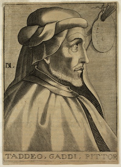 Nicolas I de Larmessin, French, Taddeo Gaddi Pittor, ca. 1682, engraving printed in black ink on laid paper, Sheet (trimmed within plate mark): 7 1/2 × 5 1/4 inches (19.1 × 13.3 cm)