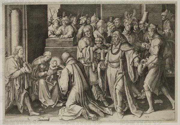 Unknown (Dutch), after Lucas van Leyden, Netherlandish, 1494-1533, Adoration of the Magi, 19th century, photomechanical reproduction printed in black ink on wove paper, Sheet: 12 × 17 1/8 inches (30.5 × 43.5 cm)