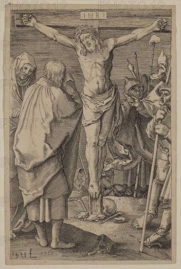 Unknown (Dutch), after Lucas van Leyden, Netherlandish, 1494-1533, The Crucifixion, between 1521 and 1887, etching and engraving printed in black ink on wove paper, Sheet (trimmed within plate mark): 4 5/8 × 3 inches (11.7 × 7.6 cm)