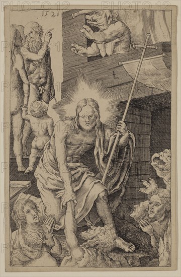 Unknown (Dutch), after Lucas van Leyden, Netherlandish, 1494-1533, Christ in Limbo, between 1521 and 1887, etching and engraving printed in black ink on wove paper, Sheet (trimmed within plate mark): 4 3/4 × 3 inches (12.1 × 7.6 cm)